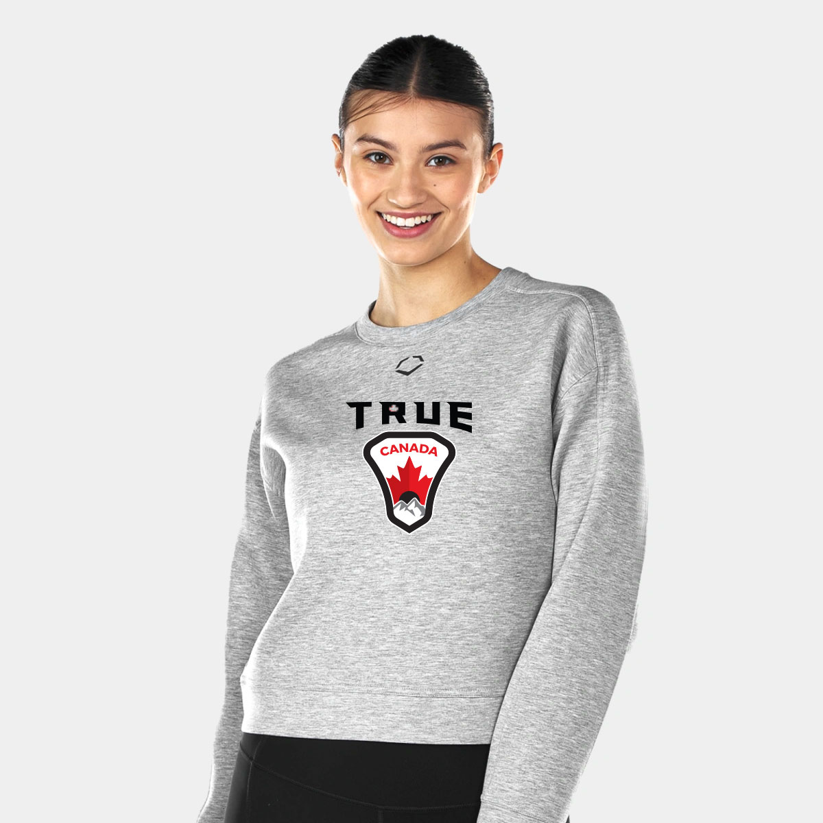 True-Canada_W-Crew-Gry Womens Crop Crew Neck - Heather Grey